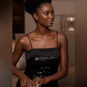 W by Worth Elegant Black Sequin Cocktail Dress NWT